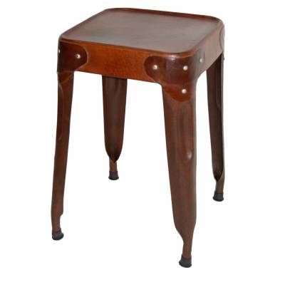 Stool - antique rusty and leather
