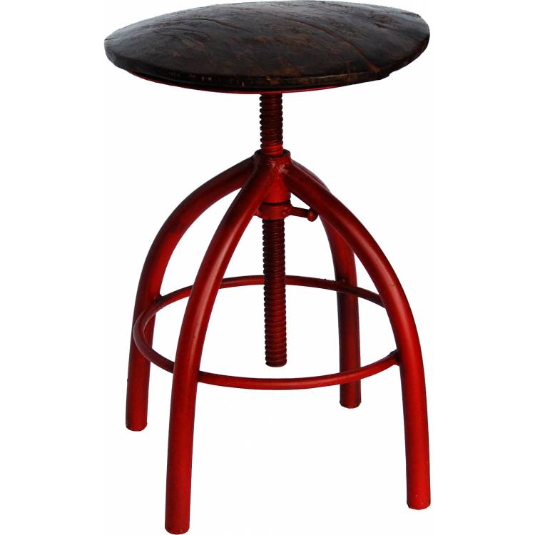 Rotating iron stool with cool seat - antique red
