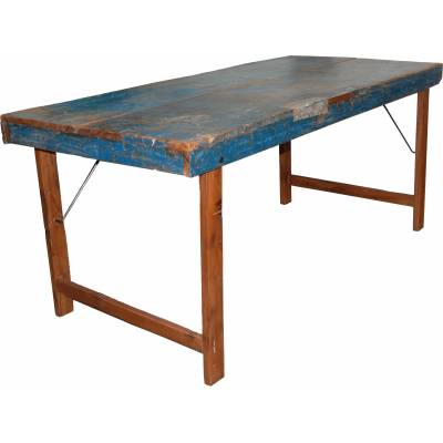 Pôvodný starý jedálenský stôl - modrý