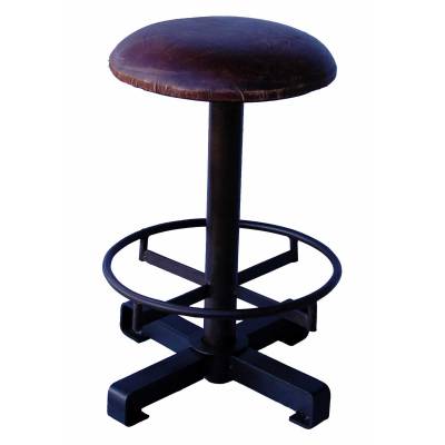 Rustic stool with leather seat