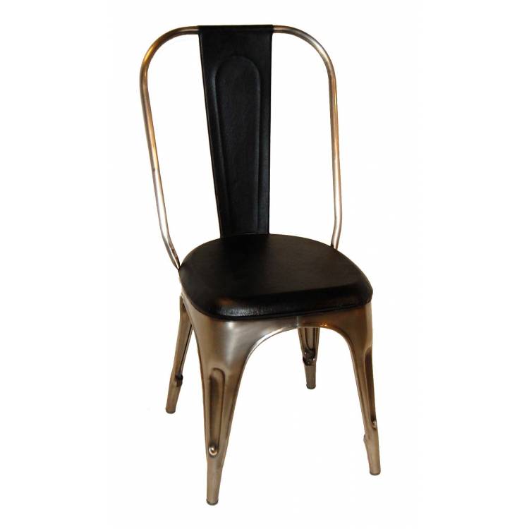 Chair - shiny base and black leather