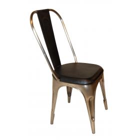 Stuhl - glänzende Basis und schwarzem Leder