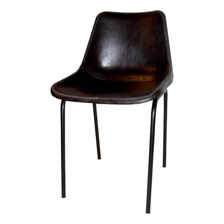 Shell chair with leather - black