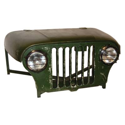 Coffee table of old jeep front