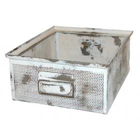 Unikátny železný úložný box - starožitná biela