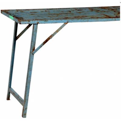 Starý železný konzolový stôl - modrý