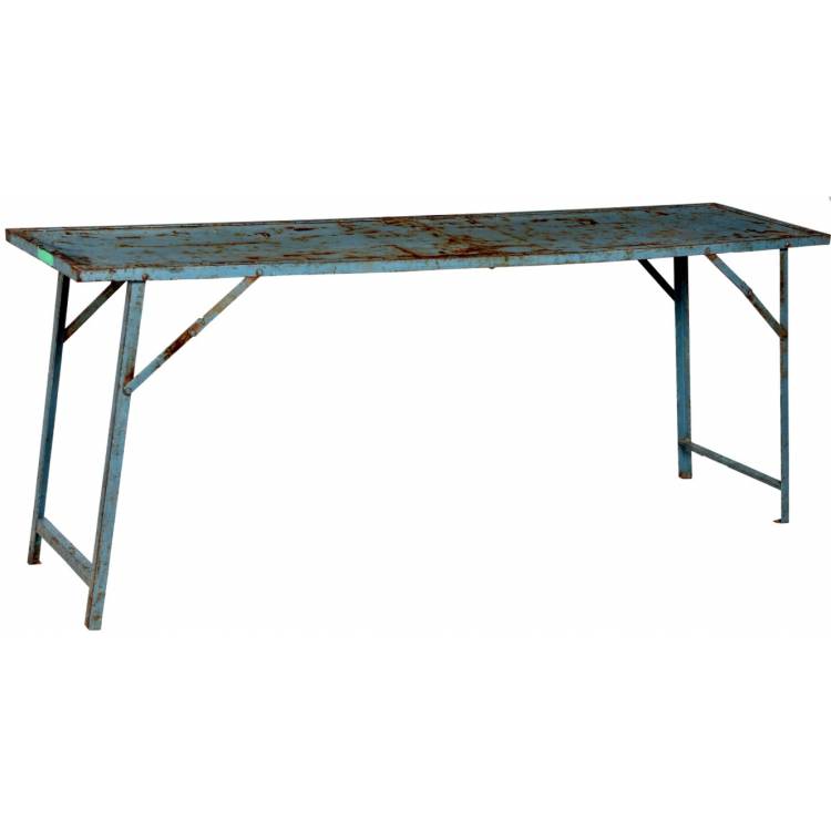 Starý železný konzolový stôl - modrý