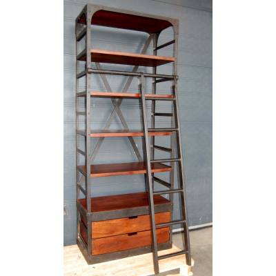 Big rack in iron and wood with iron ladder
