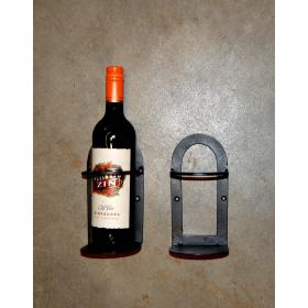 Wall wine holder in iron for 1 bottle - black