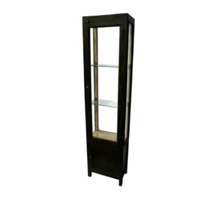 Wooden cabinet with 1 glass door - black/cream