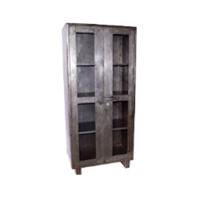 Pôvodná lesklá železná skrinka s dvomi sklenenými dverami