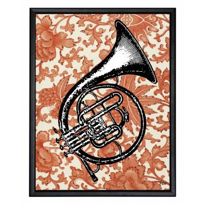 Picture with frame - French horn - Large
