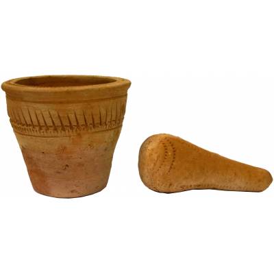 Pestle and mortar in clay - only deco