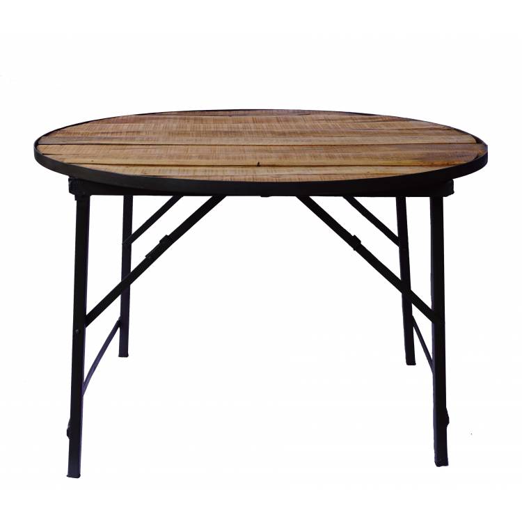 Okrúhly stôl s drevenou doskou a zelenou základňou