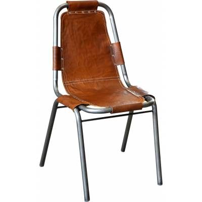 Stolička s hnedou kožou - základňa s práškovým nástrekom