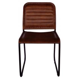 Brown leather dining chair