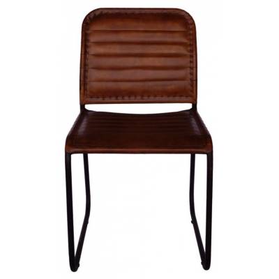 Brown leather dining chair