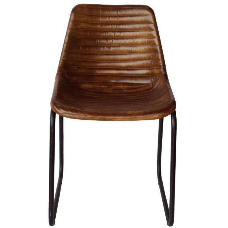 Dining chair made of brown leather