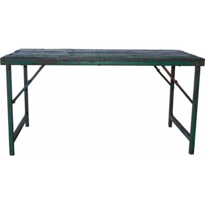 Wooden dining table with metal frame