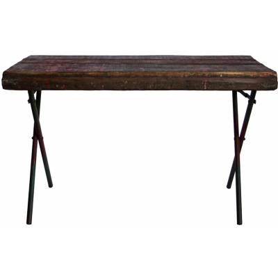 Wooden dining table with metal legs