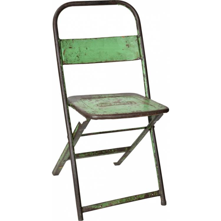 Svetlo zelená kovová skladacia stolička