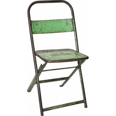 Svetlo zelená kovová skladacia stolička