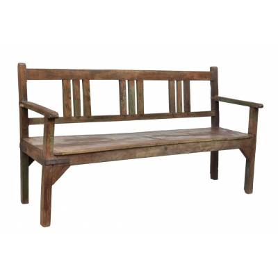 Wooden bench with backrest