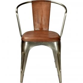 Cool cushioned chair with antique rusty base and leather