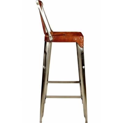 Barová stolička s kožou - starozinková