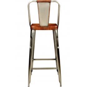 Barová stolička s kožou - starozinková
