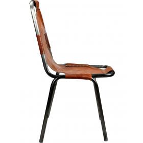 Chair with brown leather - base clear powder coated