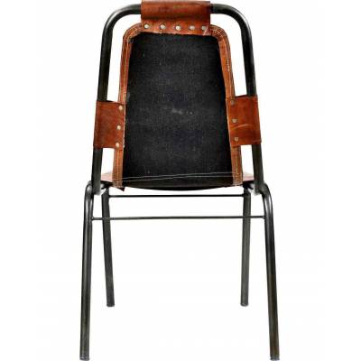 Stolička s hnedou kožou - základňa s práškovým nástrekom