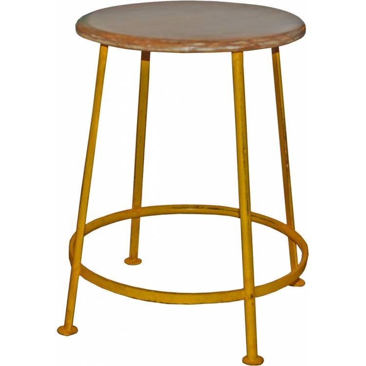 Iron stool - antique yellow