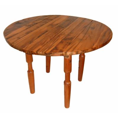 Round dining table with 2 folding plates
